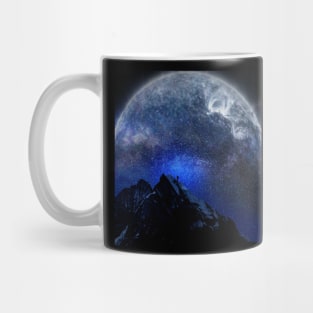 Man Hiking Night Sky A Visual Art Mug